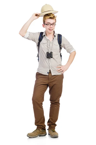 Hombre en sombrero de safari en concepto de caza — Foto de Stock