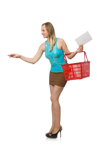 Woman in shopping concept isolated on white — Stock Photo, Image