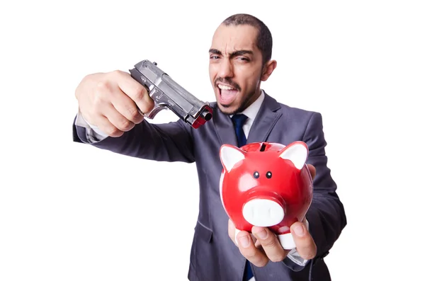 Zakenman doden de piggy bank — Stockfoto