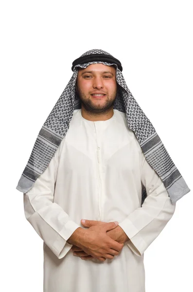 Concepto con hombre árabe aislado en blanco — Foto de Stock