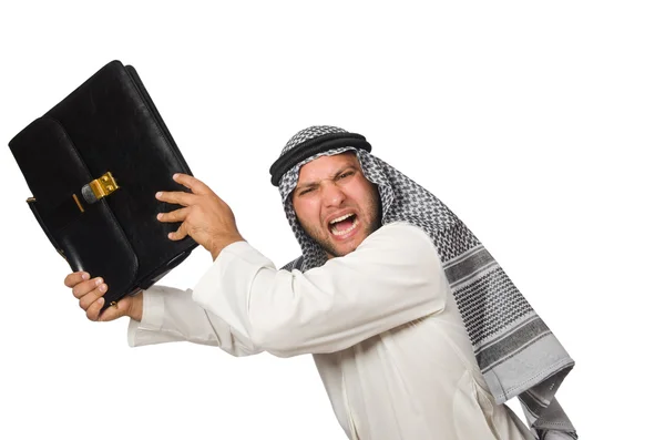 Concept met Arabische man geïsoleerd op wit — Stockfoto