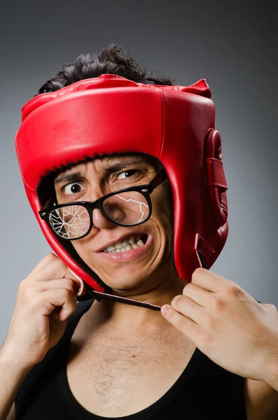 Boxer drôle avec des gants rouges — Photo