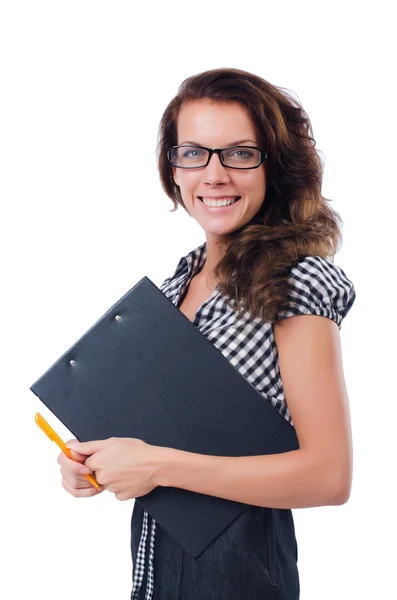 Woman with paper binder Royalty Free Stock Images