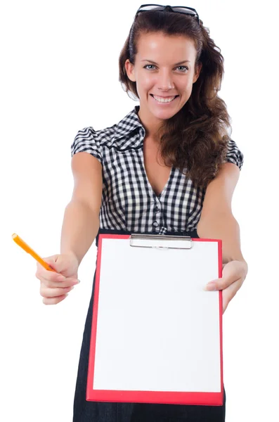 Woman with paper binder Royalty Free Stock Photos