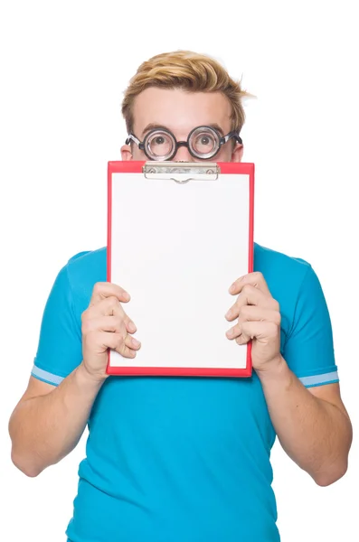 Jonge student geïsoleerd op de witte — Stockfoto