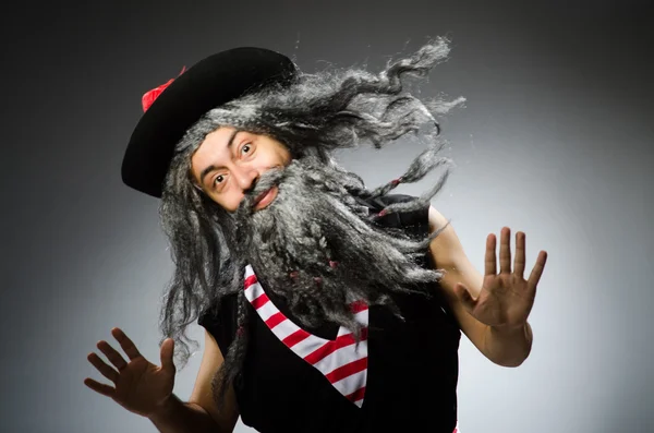 Funny pirate with long beard — Stock Photo, Image