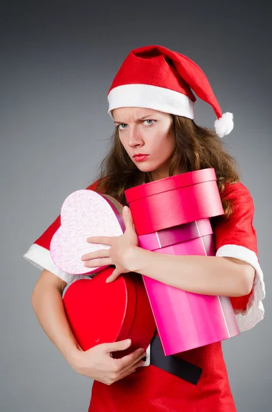 Neve Santa ragazza nel concetto di Natale — Foto Stock