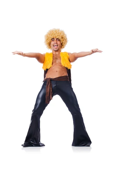 Dancer in afro wig dancing — Stock Photo, Image