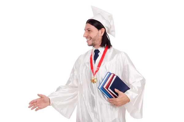 Joven estudiante aislado en el blanco — Foto de Stock