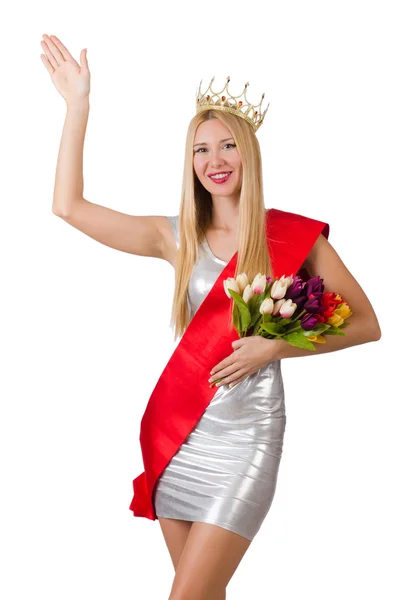 Beauty contest winner isolated on the white — Stock Photo, Image