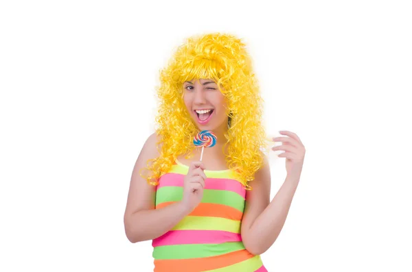 Woman with colourful wig — Stock Photo, Image