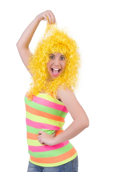 Woman with colourful wig — Stock Photo, Image