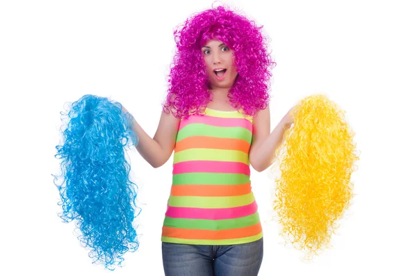 Woman with colourful wigs — Stock Photo, Image