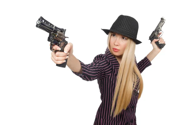 Gangster femme avec pistolet dans le concept vintage — Photo