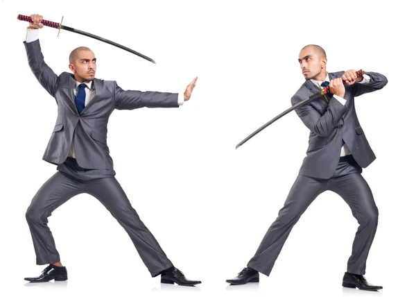 Dos hombres peleando con espadas —  Fotos de Stock