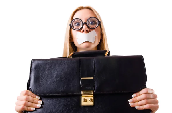 Businesswoman in censorship concept — Stock Photo, Image