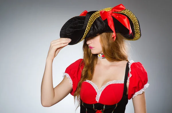 Woman pirate wearing hat and costume — Stock Photo, Image