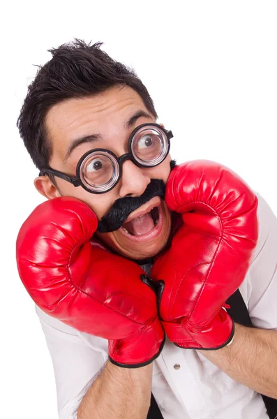 Boxeador divertido aislado en el fondo blanco — Foto de Stock