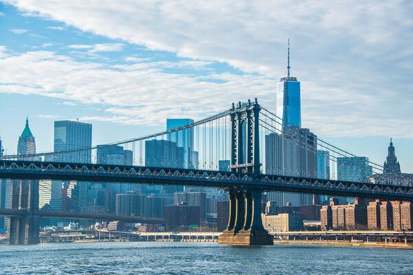 Manhattan bridge on summer day. Beautiful view