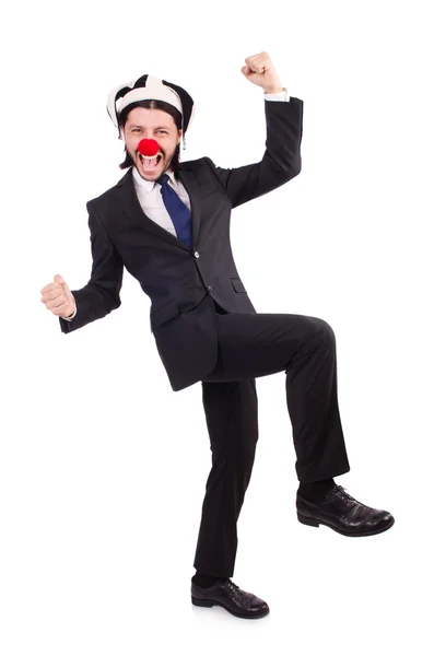 Funny clown businessman isolated on the white background Stock Picture