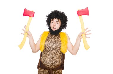 Vahşi adam beyazda izole edilmiş.