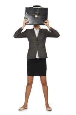 Evrak çantası ile neşeli işkadını