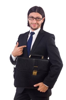 Genç işadamı beyaz arka planda izole edilmiş