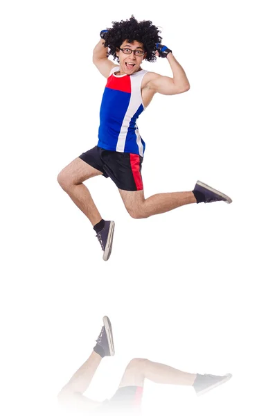 Hombre divertido haciendo ejercicio — Foto de Stock