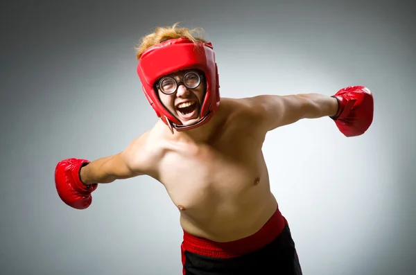 Engraçado nerd boxer no esporte conceito — Fotografia de Stock