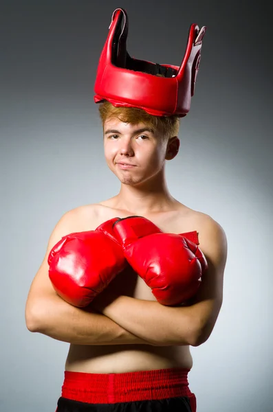Esmer arka plana karşı komik boksör — Stok fotoğraf
