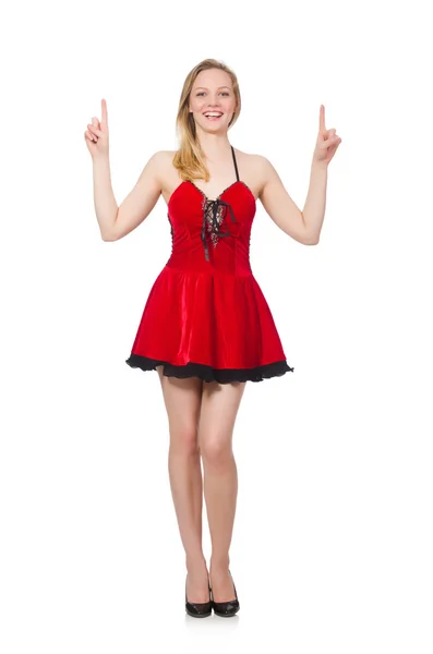 Young woman in red dress — Stock Photo, Image