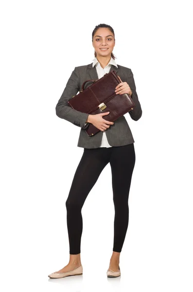 Cheerful businesswoman with briefcase — Stock Photo, Image