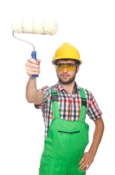 Trabajador industrial con pincel — Foto de Stock