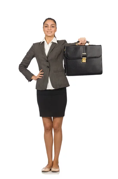 Cheerful businesswoman with briefcase — Stock Photo, Image