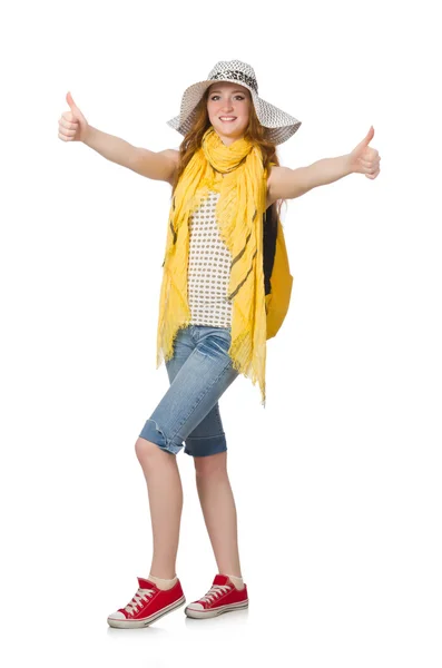 Young student girl with rucksack — Stock Photo, Image