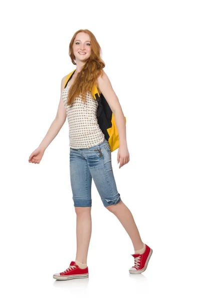 Junges studentisches Mädchen mit Rucksack — Stockfoto