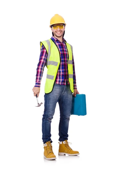 Trabajador industrial aislado en el fondo blanco — Foto de Stock