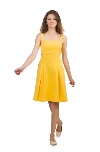 Jeune femme en robe jaune — Photo