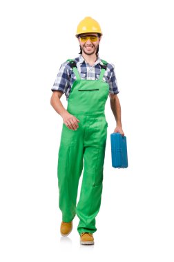 Sanayi işçisi beyaz arka planda izole edilmiş.