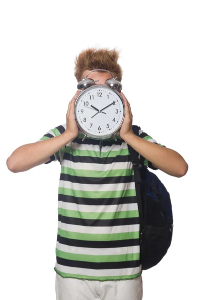 Student with a clock — Stock Photo, Image