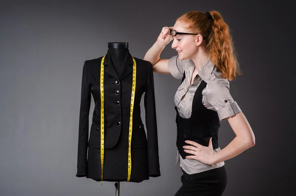 Woman tailor working on new dress — Stock Photo, Image