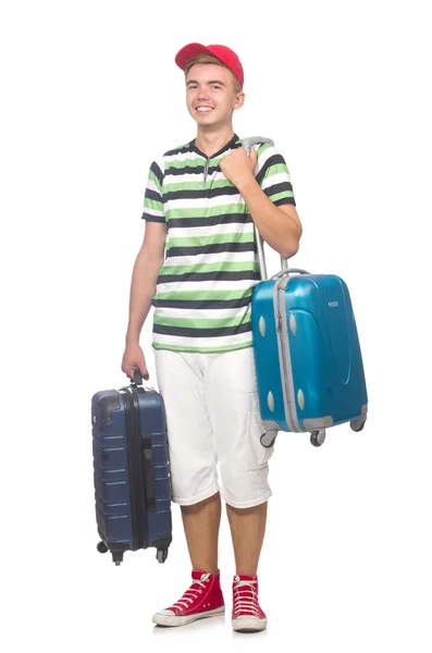 Funny man with suitcases — Stock Photo, Image