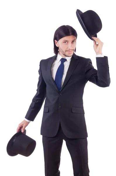 Молодий бізнесмен з капелюхами — стокове фото