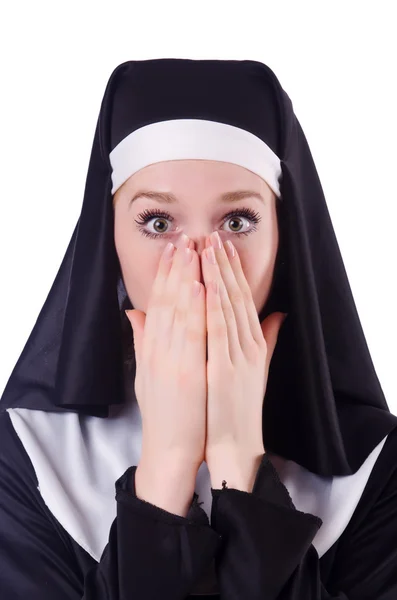 Beyaz arkaplanda Rahibe izole edildi — Stok fotoğraf