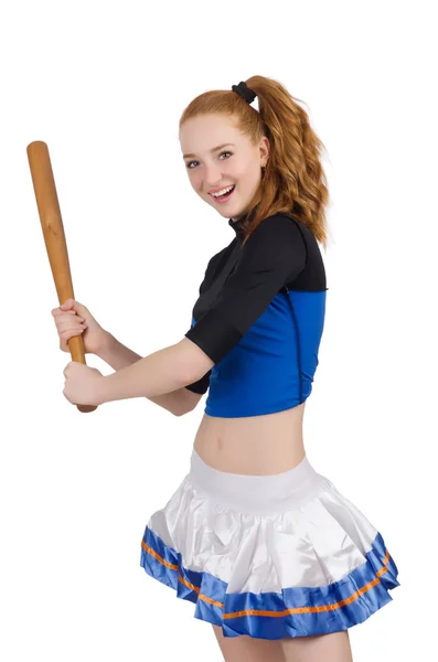 Cheerleaderka odizolowana na białym tle — Zdjęcie stockowe