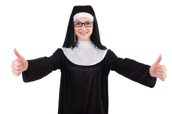 Молодая монахиня изолирована на белом фоне — стоковое фото