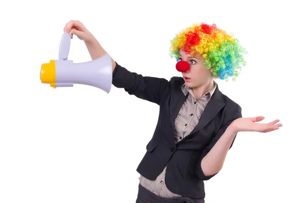 Clown met luidspreker — Stockfoto