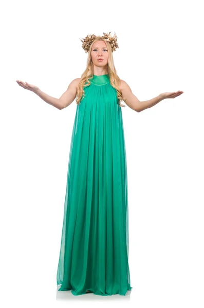 Kobieta w zielonej sukni — Zdjęcie stockowe