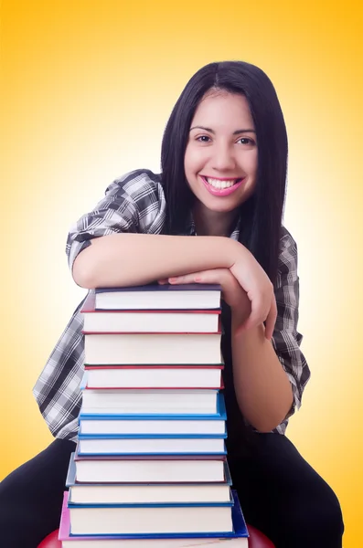 Menina estudante com livros — Fotografia de Stock