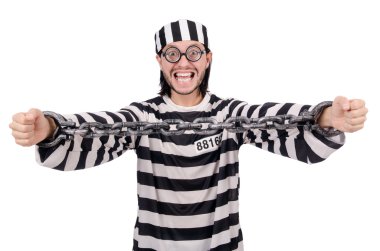 Beyaz arka planda tecrit edilmiş mahkum